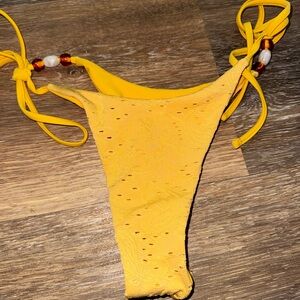 Yellow Bikini Bottom with Bead Accents